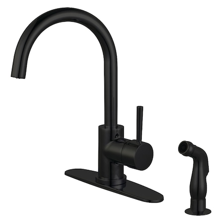 Gourmetier LS8570DLSP Single-Handle Kitchen Faucet with Side Sprayer, Matte Black LS8570DLSP